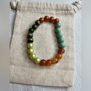 Beautiful Handmade Stretchy Color Block Bead Bracelet Neutral Colors